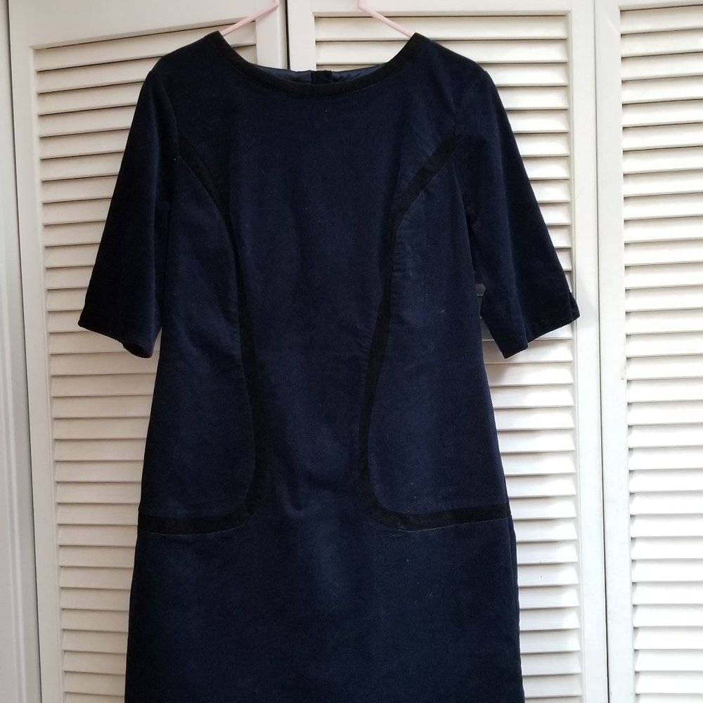 Boden Corduroy dress, Size 8L, Blue /Black insets